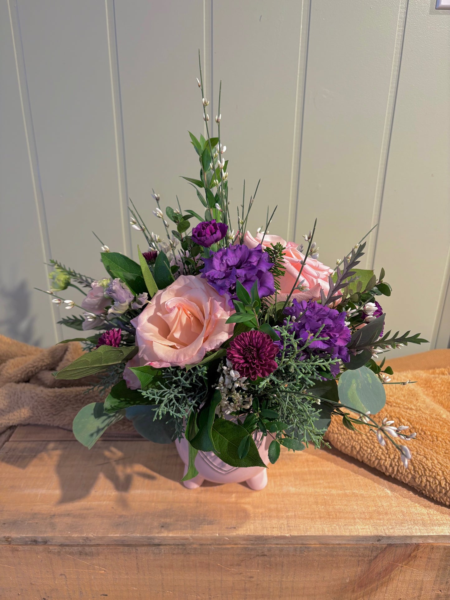 ❤️ A. Blushing Romance – Pink & Purple Valentine’s Flowers | Okotoks Delivery