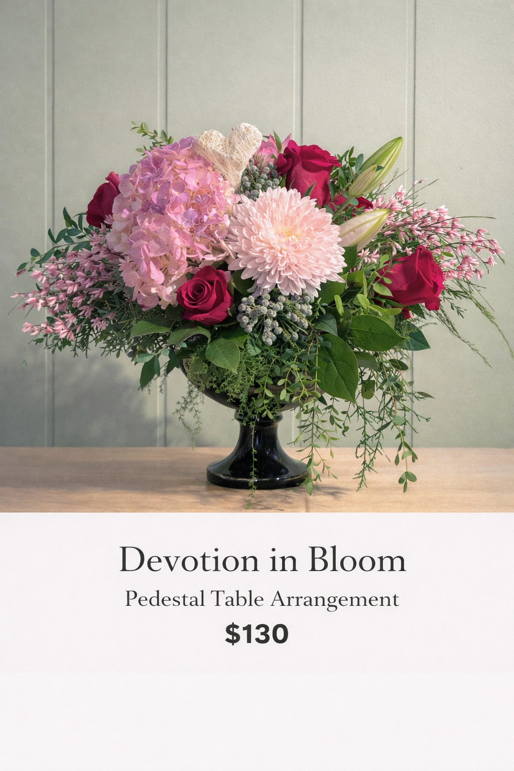 💕 Devotion in Bloom Pedestal Arrangement | Luxury Valentine’s Flowers Okotoks