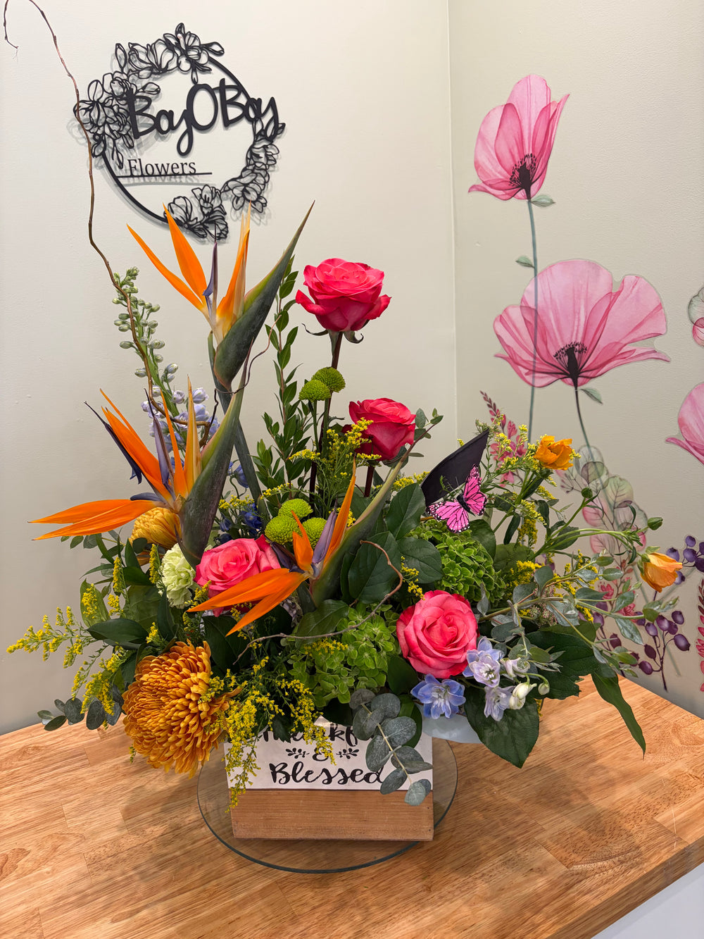 Thankful and Blessed Birds of Paradise Thanksgiving Arrangement