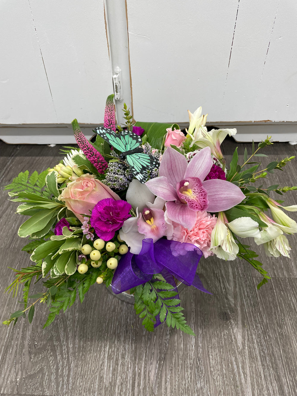 "Thinking of you" Butterflies & Orchids bowl